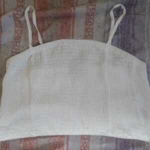 Torrid Ivory Smocked Crop Top